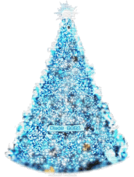 shiny blue xmas tree 2021 - GIF animé gratuit