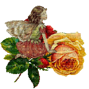 Ladybird - Butterfly Little girl on Rose - 免费动画 GIF