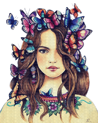 kikkapink butterfly woman fantasy - 無料png