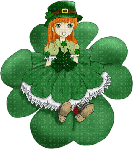 anime girl st patricks day - δωρεάν png