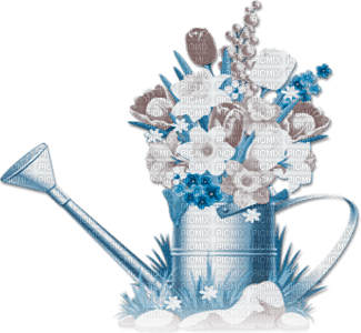 soave deco spring flowers vase garden blue brown - фрее пнг
