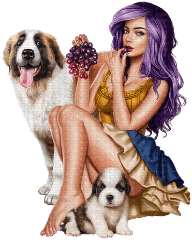 Woman. Dogs. Grapes. Leila - kostenlos png