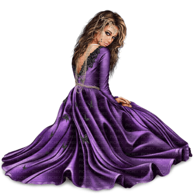 woman in purple dress - бесплатно png