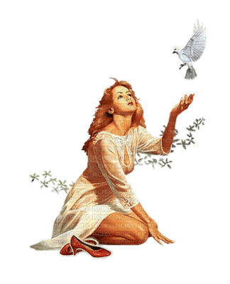 woman dove femme pigeon - ücretsiz png