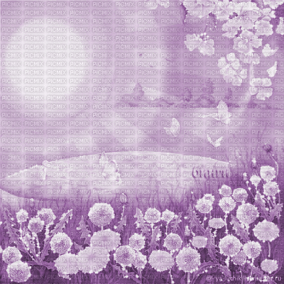 Y.A.M._summer landscape background flowers purple - 無料のアニメーション GIF