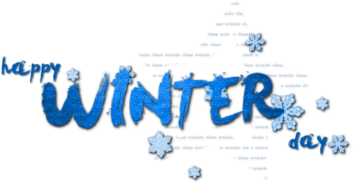 Happy Winter Day.Text.Blue - безплатен png