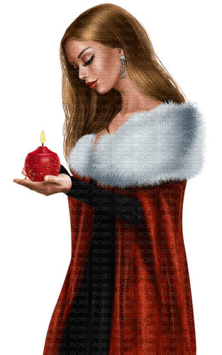 Woman with a candle. Red cloak. Leila - ingyenes png