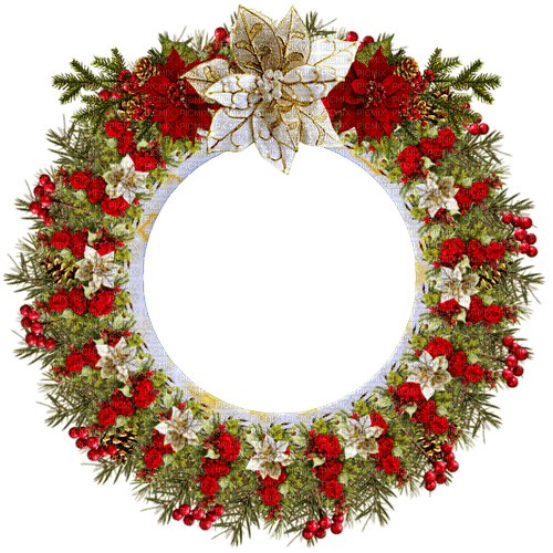 Christmas.Circle.Frame.White.Gold.Red.Green - png ฟรี
