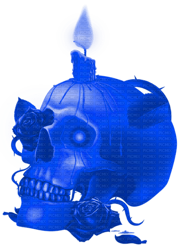 Skull.Candle.Roses.Blue - ücretsiz png