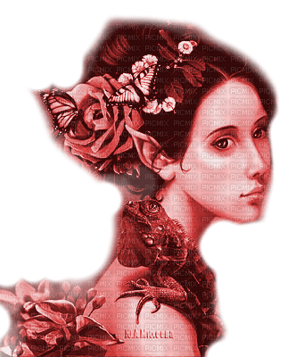 Y.A.M._Fantasy woman lizard red - Free PNG