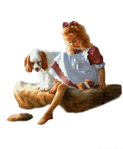 flicka-hund-barn------girl and dog-child - nemokama png