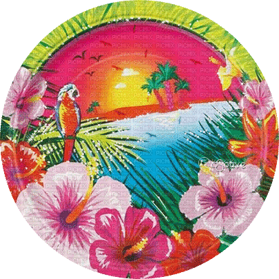 soave background animated summer parrot flowers - Gratis geanimeerde GIF