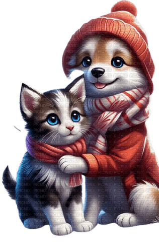 loly33 chien chat hiver - PNG gratuit