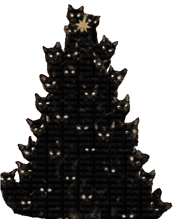 Christmas.Tree.Black.Cat.gif.Victoriabea - GIF animé gratuit