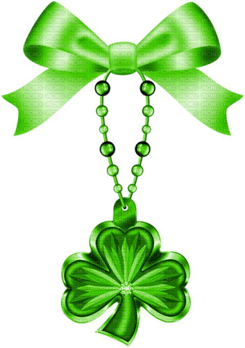 Hanging Clover Charm.Bow.Green - ücretsiz png