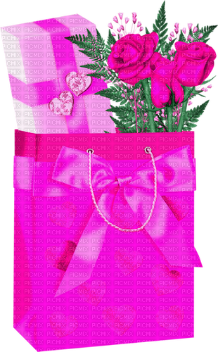 Gift.Bag.Roses.Hearts.Pink - png ฟรี