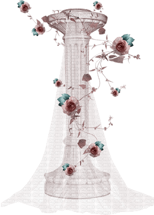 soave deco wedding column flowers rose veil pink - 免费PNG