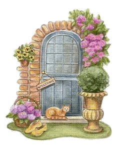 Tür, Blumen, Portal - Gratis animerad GIF