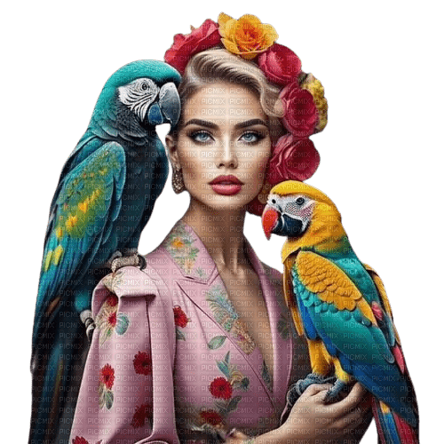 loly33 femme perroquet - gratis png