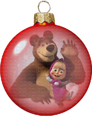Kaz_Creations Masha & The Bear Christmas Deco Bauble - darmowe png