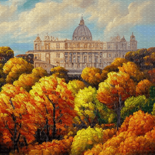 kikkapink rome background autumn painting - Free PNG