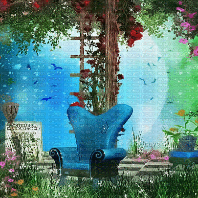 soave background animated fantasy sofa garden - Free animated GIF
