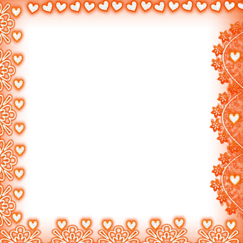 Frame.Flowers.Hearts.White.Orange - 免费PNG