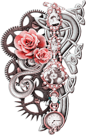 soave deco steampunk flowers rose vintage pink - PNG gratuit