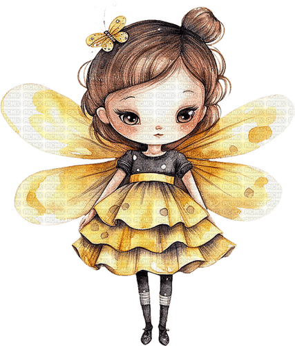 ♡§m3§♡ child yellow bee cute spring - png grátis