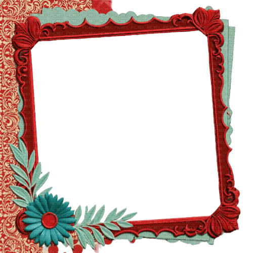 red vintage scrap deco frame - бесплатно png