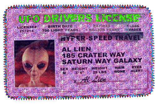 ufo drivers license - GIF animé gratuit