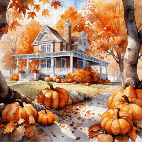 Background - Autumn - Watercolor - png ฟรี