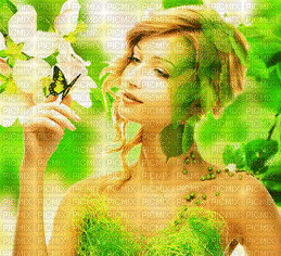 woman in green-NitsaP - Besplatni animirani GIF