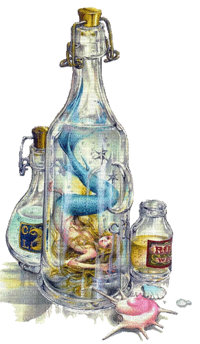 sea ocean mermaid bottle - Бесплатни анимирани ГИФ