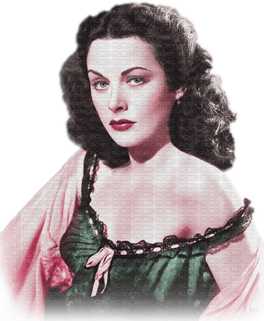 soave woman vintage face hedy lamarr pink green - безплатен png