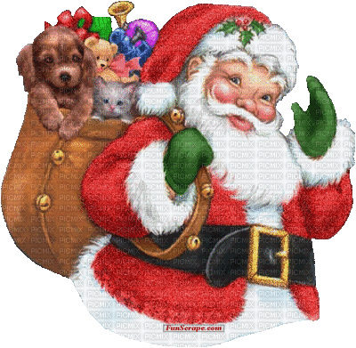 Santa with Christmas animals bp - GIF เคลื่อนไหวฟรี