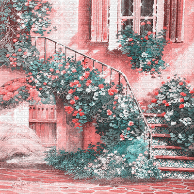 kikkapink vintage painting garden background gif - Bezmaksas animēts GIF