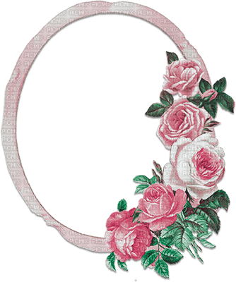 soave frame vintage oval flowers rose deco - 無料png