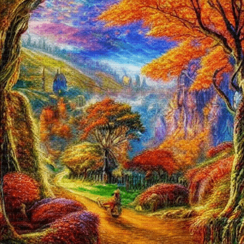 kikkapink autumn background fantasy - gratis png