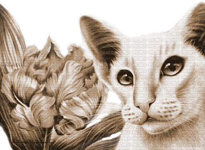 Y.A.M._Art Fantasy cat sepia - бесплатно png
