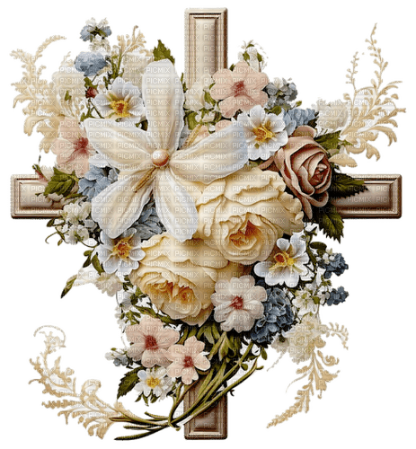 cross/flowers - nemokama png