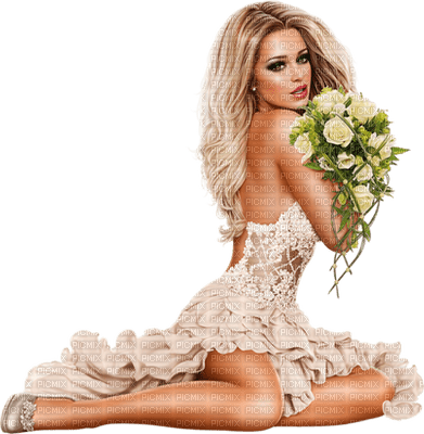 woman with flowers bp - 免费PNG