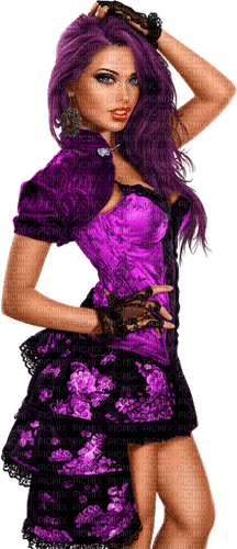 femme violette - png gratis