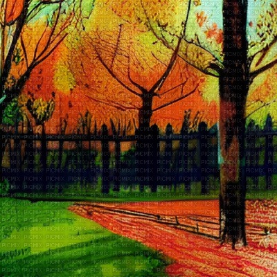 Autumn Forest and Fence - gratis png