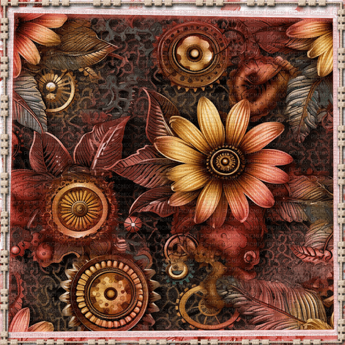 ♥❀❀❀❀ sm3 red gold steampunk background - darmowe png