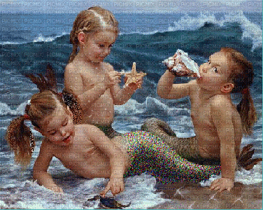 fond beach sea sirene - Besplatni animirani GIF