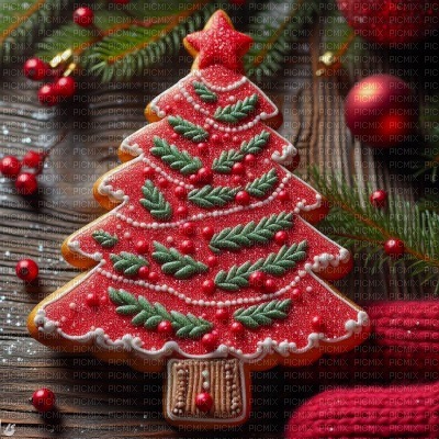 Red Christmas Tree Cookie - zadarmo png