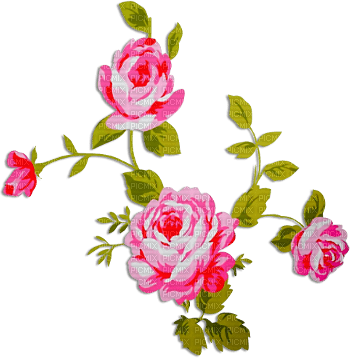 soave deco flowers branch vintage rose pink green - PNG gratuit