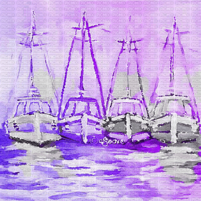 soave background animated summer painting sea boat - Nemokamas animacinis gif