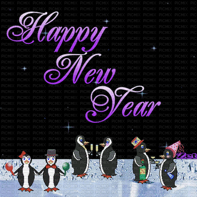 Penguin Fun Happy New Year - Gratis animerad GIF